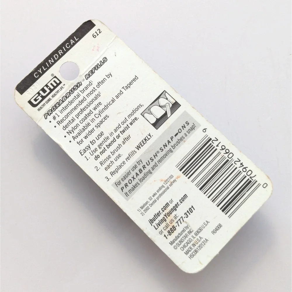 GUM Sunstar Proxabrush Snap-Ons Handle 625 & Cylindrical Brush Refills 612 NEW